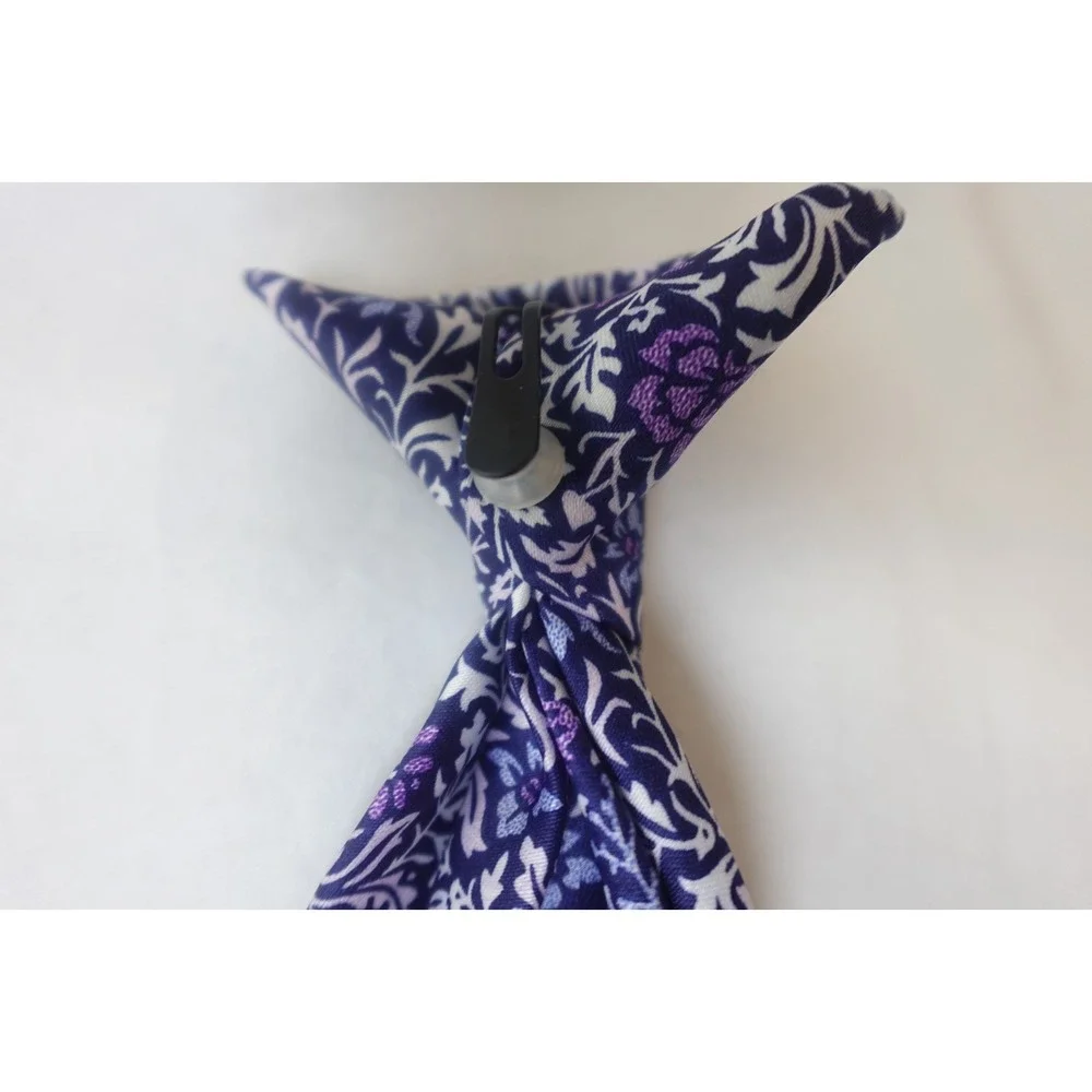 Boys Clip-On Tie Purple Floral Pre-Tied Youth Size Polyester Neckwear‎